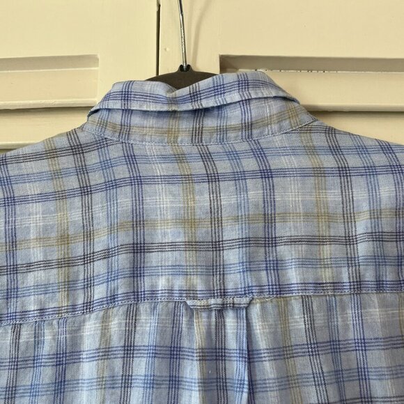 Peter Millar buttondown large plaid blue linen men beachwood - Picture 7 of 7